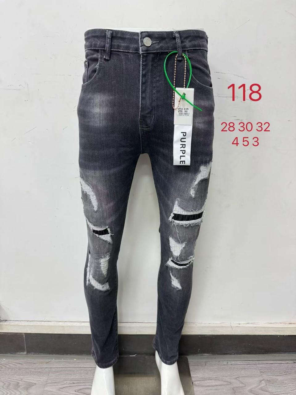 Men’s Grey Distressed Skinny Fit Jeans