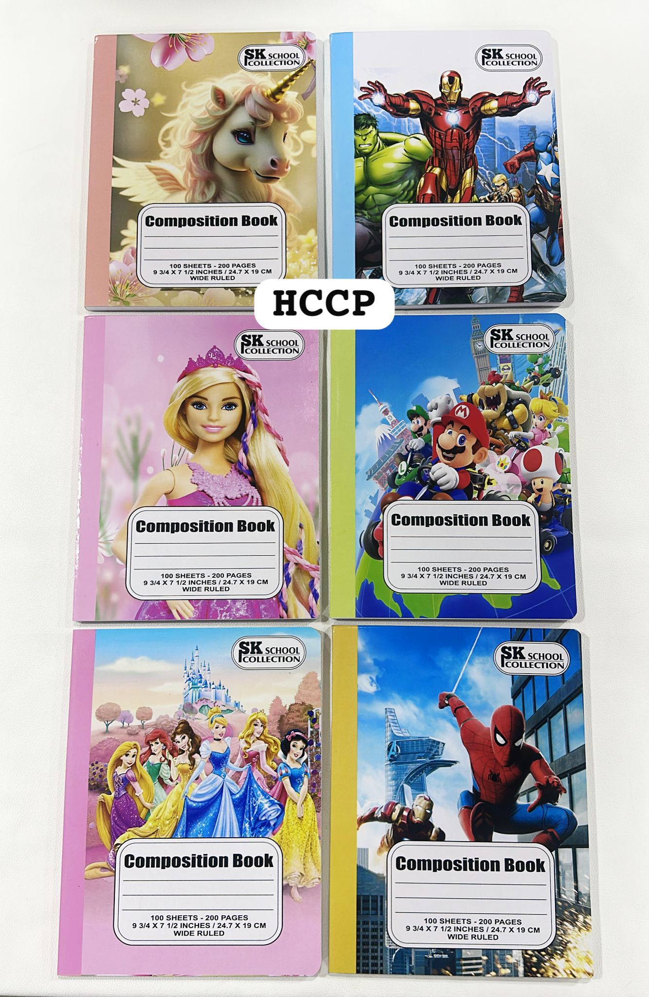 HCCP Kids' Themed Composition Books – 6-Pack (200 Pages Each)