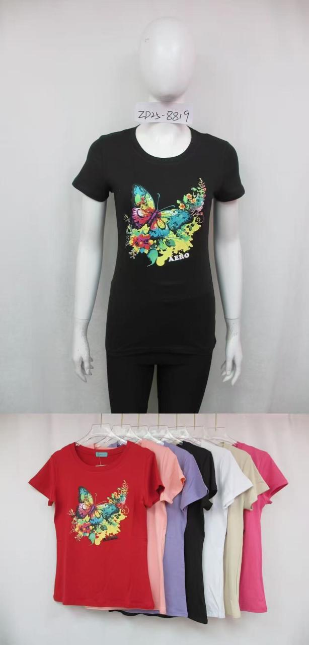 Women’s Colorful Butterfly Print T-Shirt – Style ZD25-8819