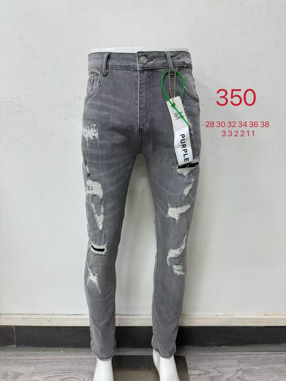 Men’s Distressed Grey Ripped Skinny Jeans – Style 350