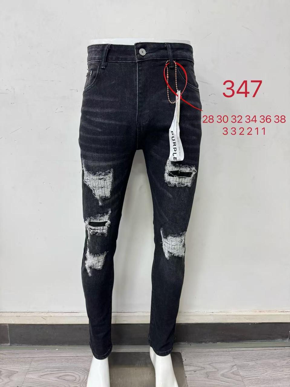 Men’s Rugged Ripped Black Skinny Jeans – Style 347