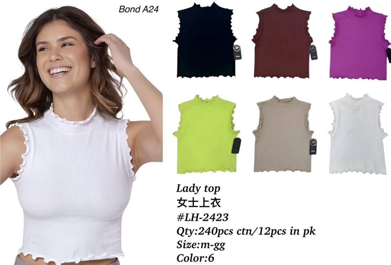 Ruffle Sleeve Ribbed Lady Top – Bond A24 (LH-2423)
