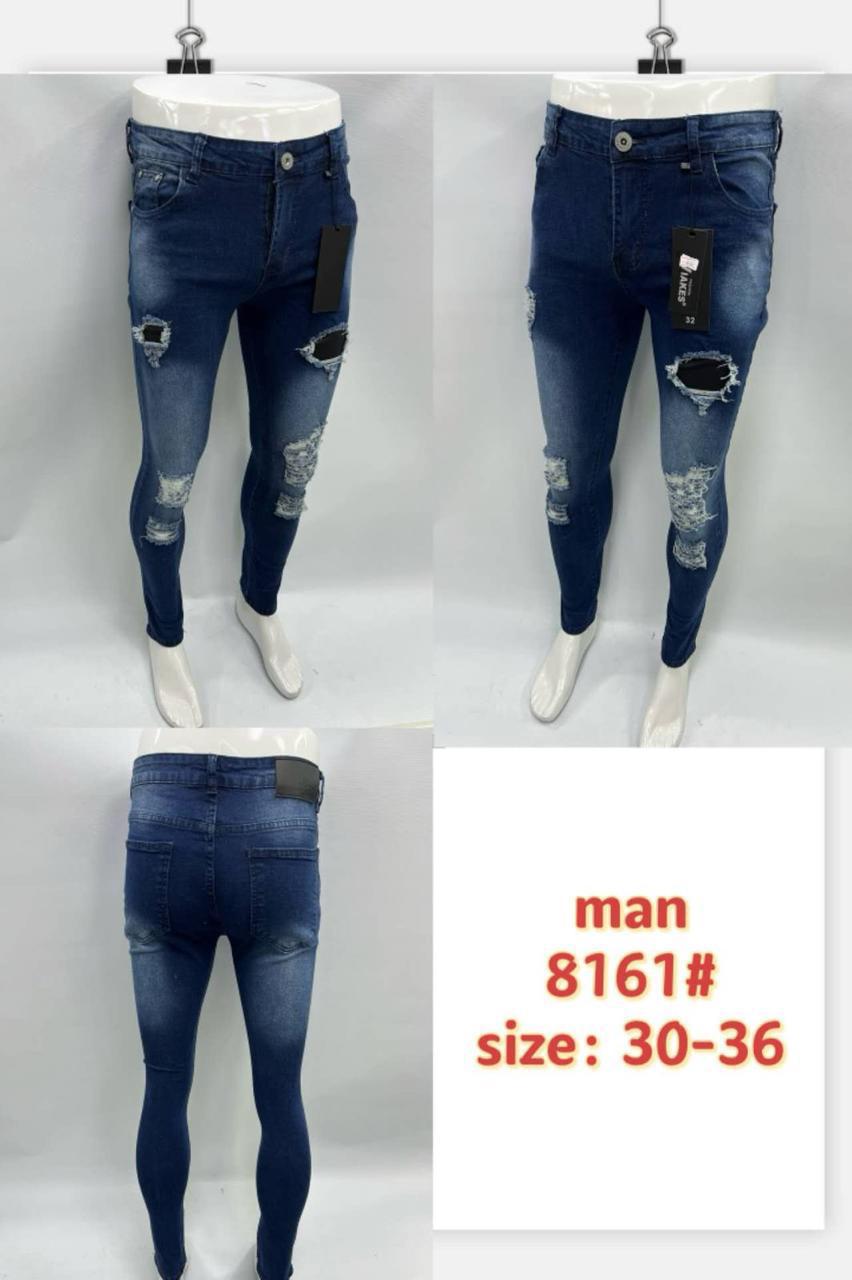 Men’s Distressed Skinny Jeans — Dark Blue