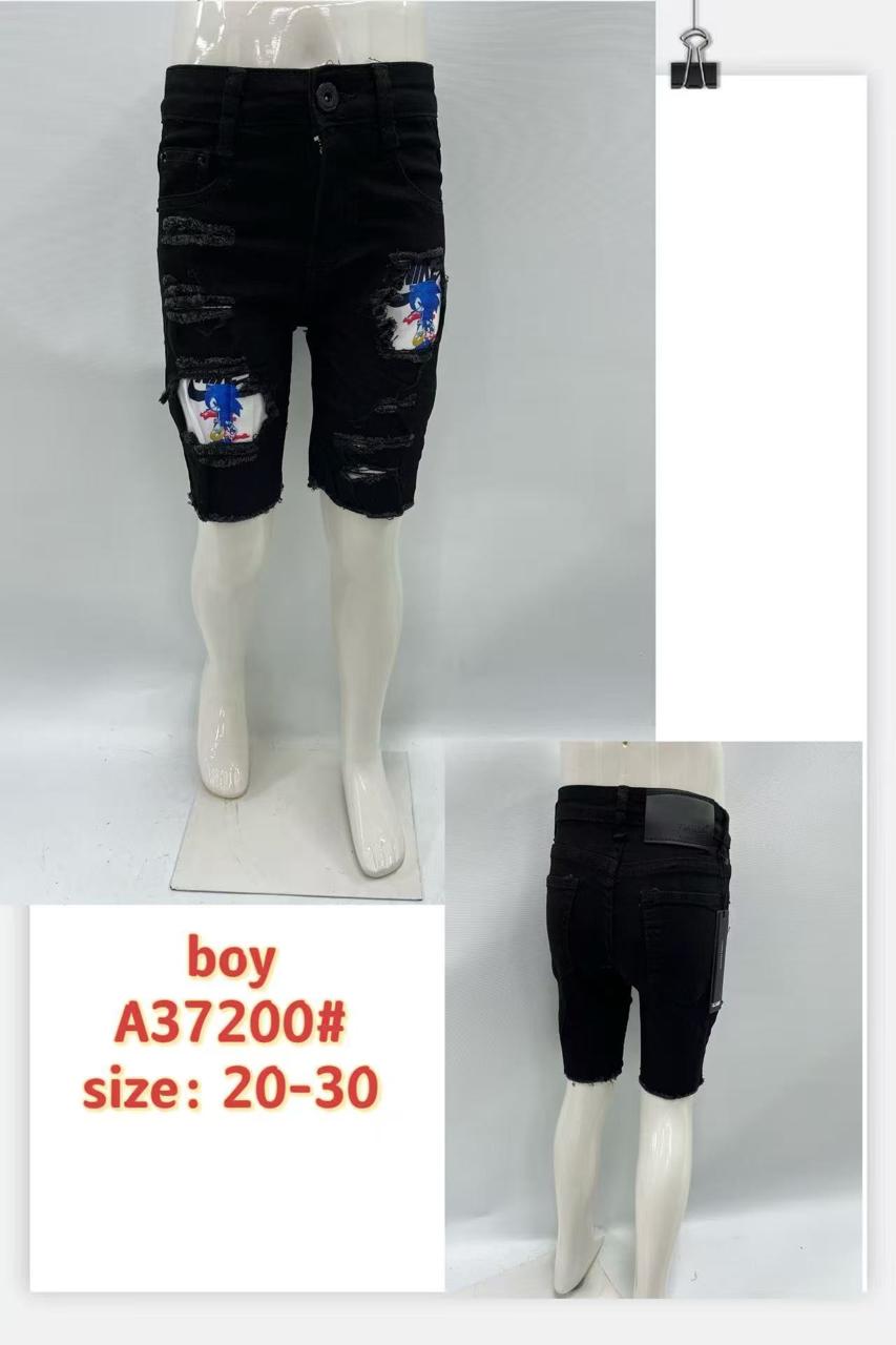 Boys’ Sonic the Hedgehog Ripped Black Denim Shorts – Style A37200#