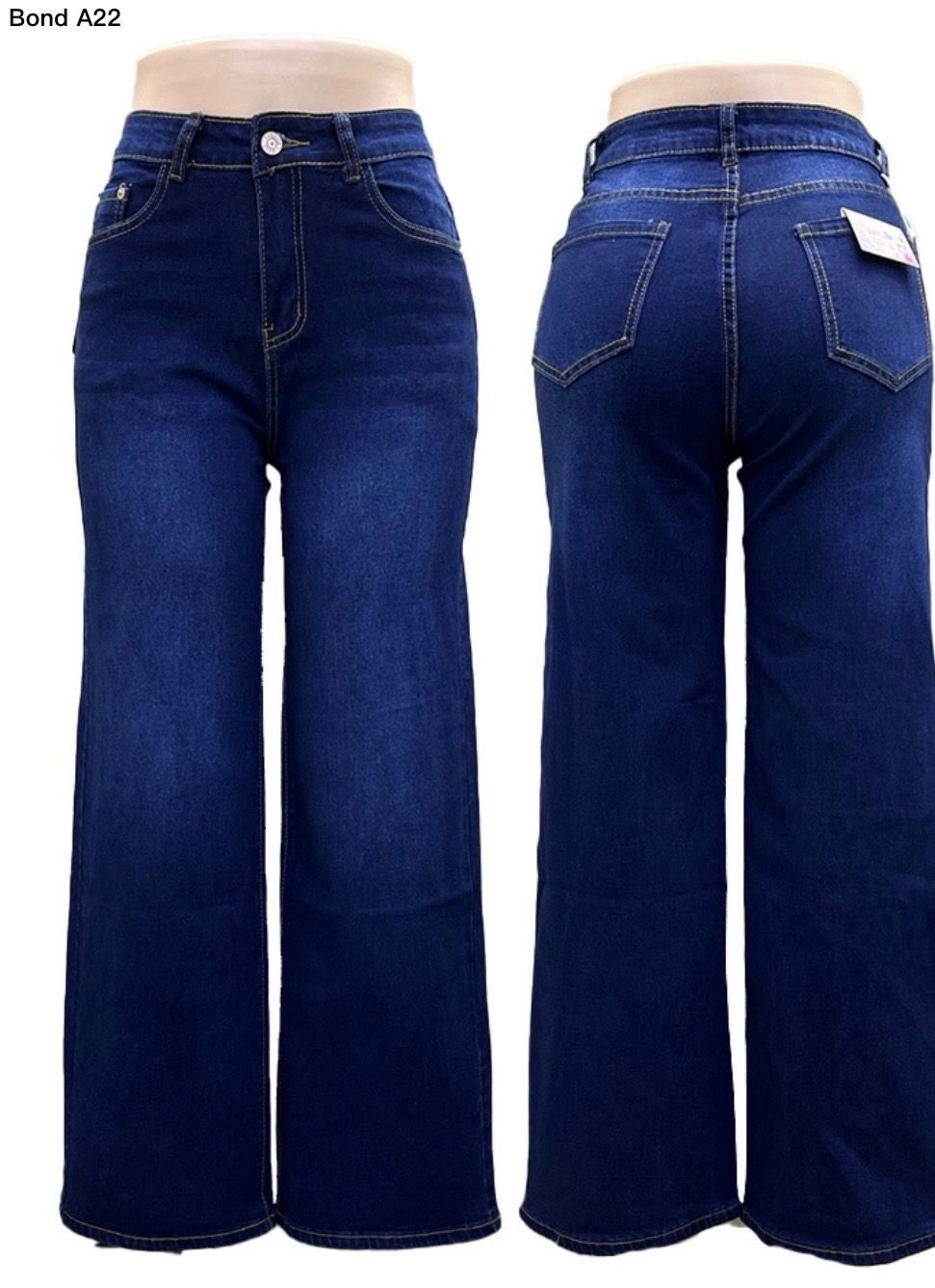 Dark Wash Wide-Leg Denim Jeans – Classic High Waist Fit