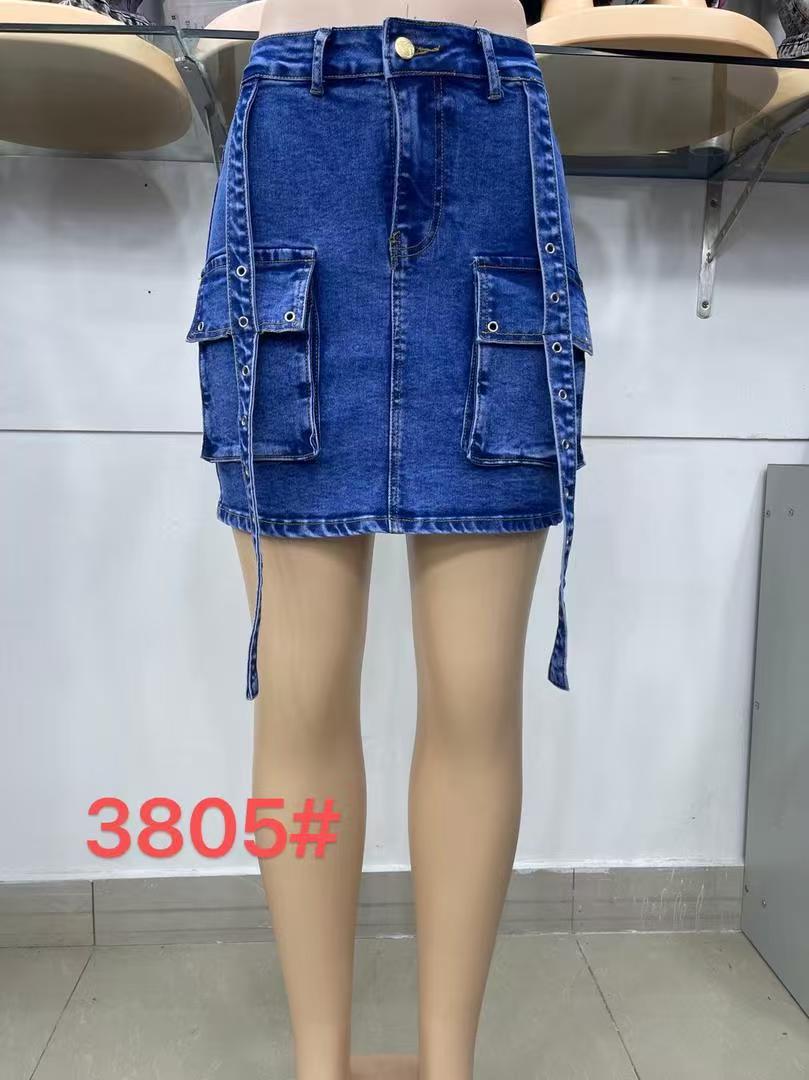 Denim Cargo Mini Skirt with Utility Pockets