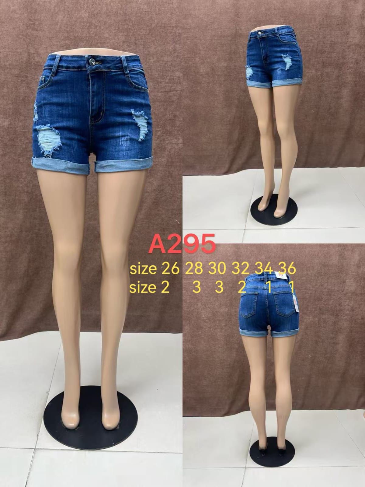 Women’s High-Waist Distressed Denim Shorts – A295