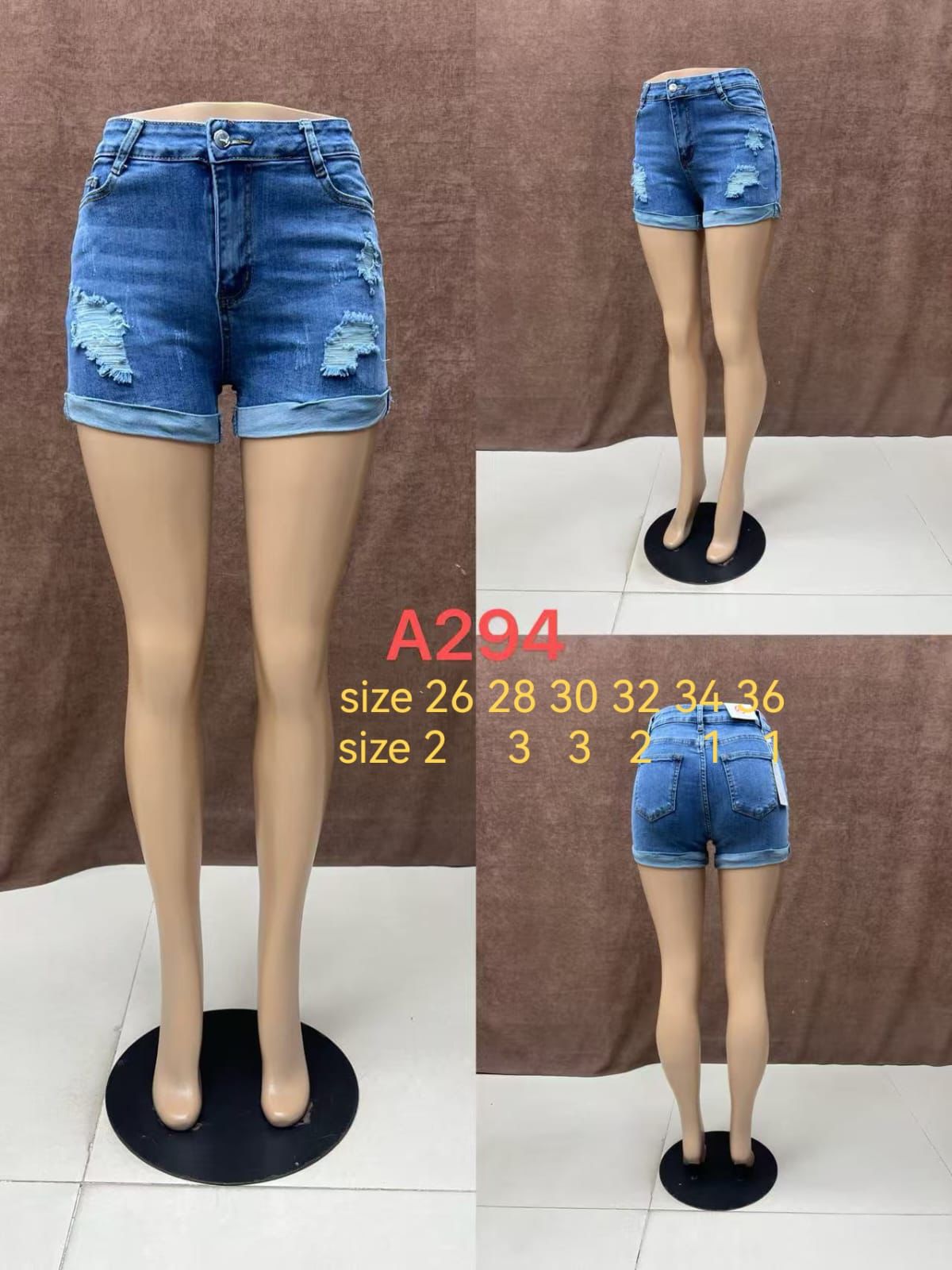 Women’s High-Waist Distressed Denim Shorts – A294