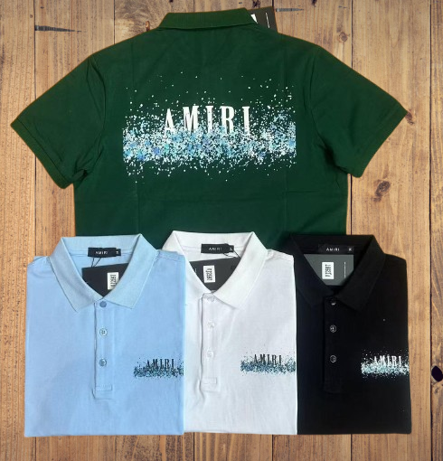Amiri Men’s Polo Tee – Splash Graphic Edition
