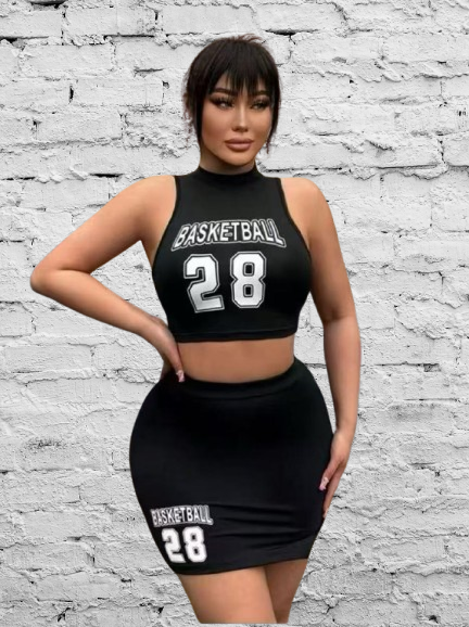 Women’s Basketball #28 Two-Piece Crop Top & Skirt Set