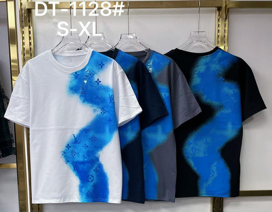 Blue Abstract Printed Oversized T Shirt