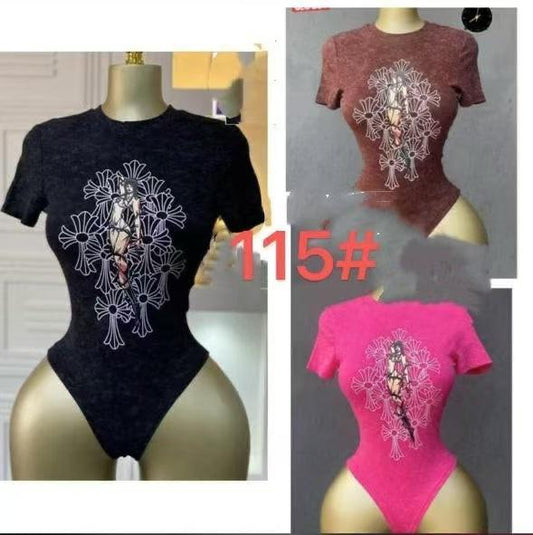 Bold Printed High-Cut Bodysuit – Style 115#