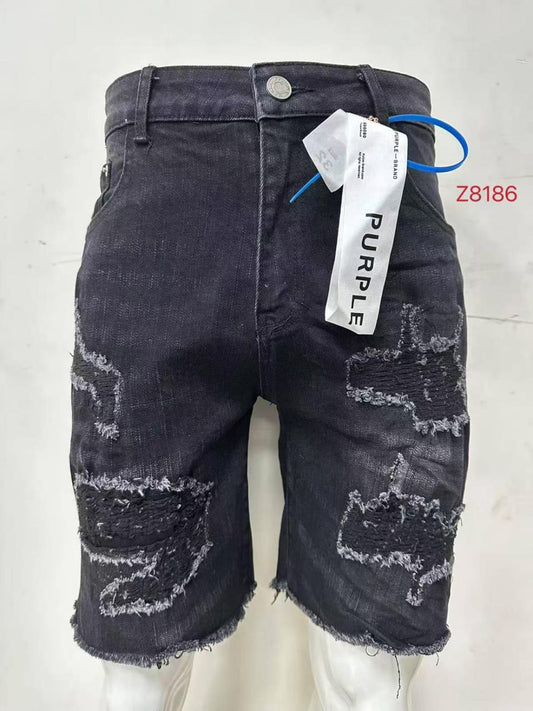 Black Distressed Denim Shorts