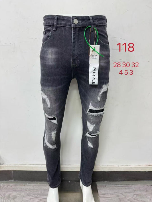 Men’s Grey Distressed Skinny Fit Jeans