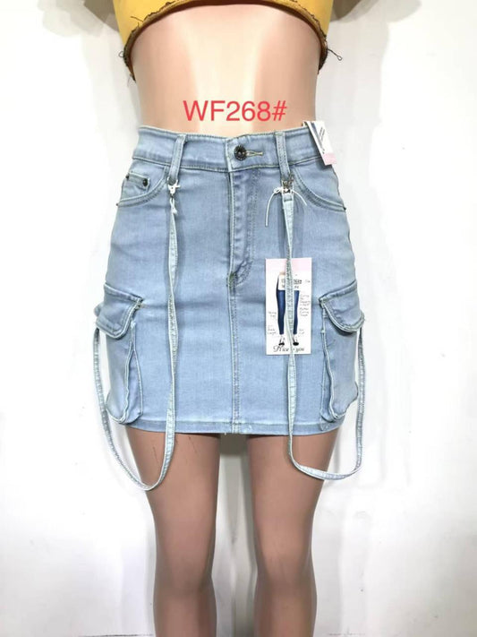 Women’s Light Blue Cargo Denim Skirt