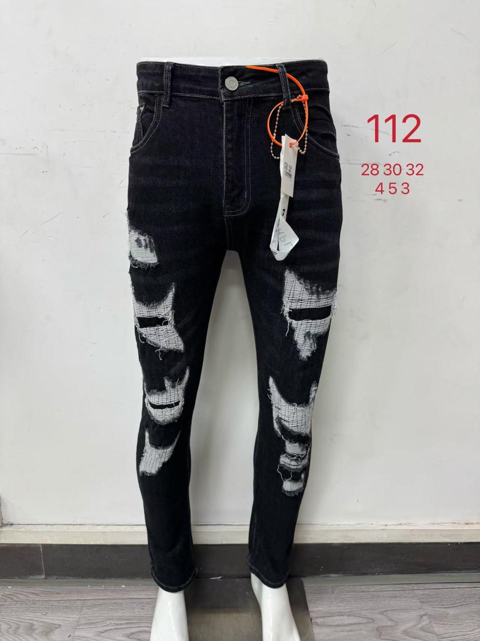 Men's Black Distressed Skinny Fit Jeans