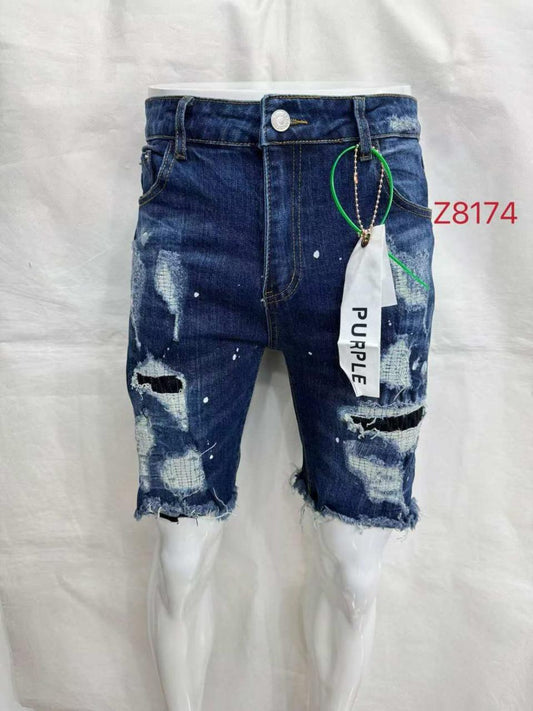 Blue Distressed Denim Shorts