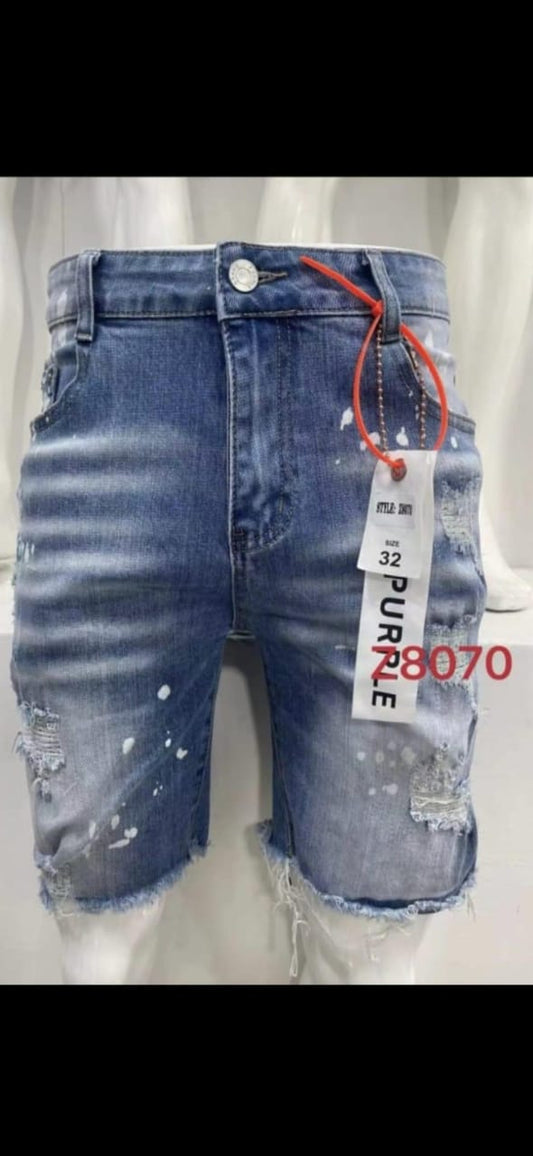 Men's Ripped Denim Shorts – Distressed Streetwear Style | 8070