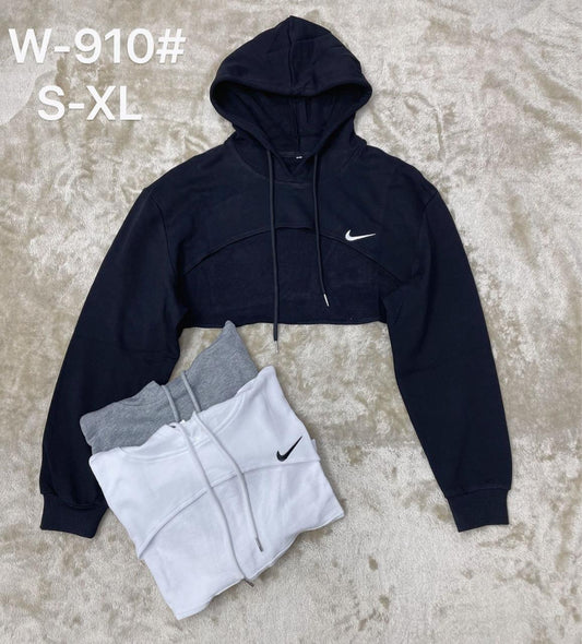 Women’s Cropped Hoodie – Sporty Fleece Hooded Sweatshirt | Style W-910#