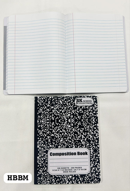 HBBM Classic Black Marble Composition Books – 6-Pack (200 Pages Each)