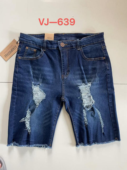 VJ-639# Blue Ripped Denim Shorts – Aeropostale
