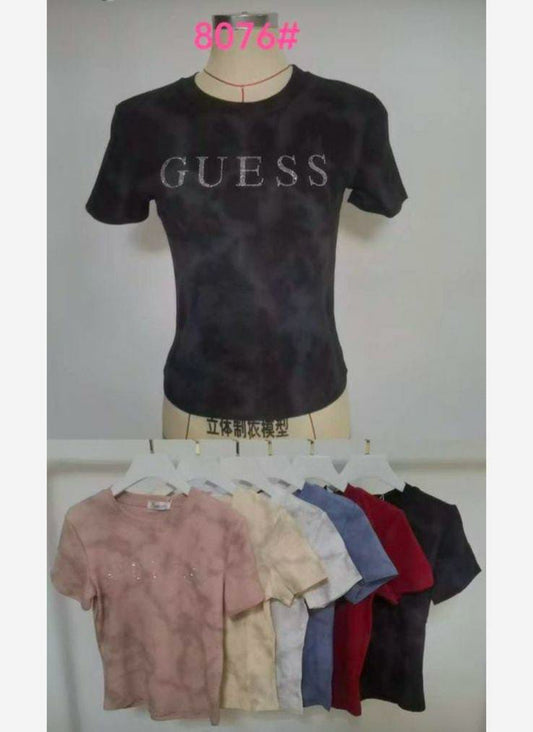 GUESS Sequin-Print Fitted Tee – Trendy Women’s T-Shirt