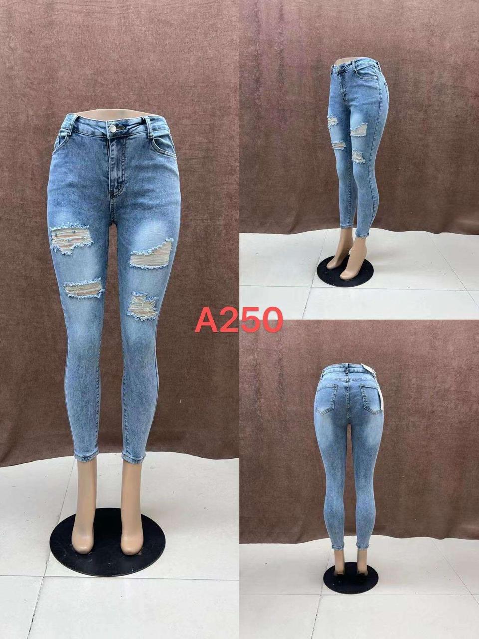 Distressed Skinny Fit Denim Jeans - A250