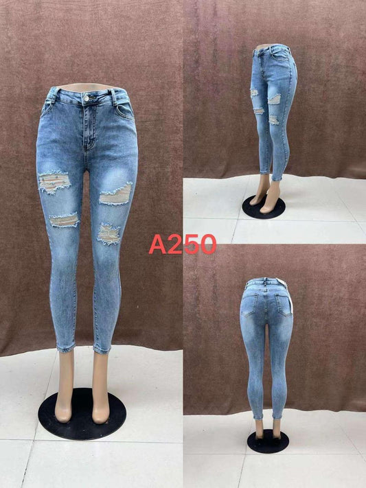Distressed Skinny Fit Denim Jeans - A250