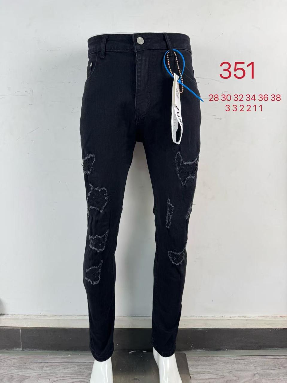 Men’s Premium Black Ripped Skinny Jeans – Style 351