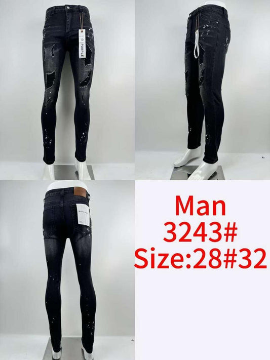 Men’s Ripped Black Skinny Jeans – Style 3243#