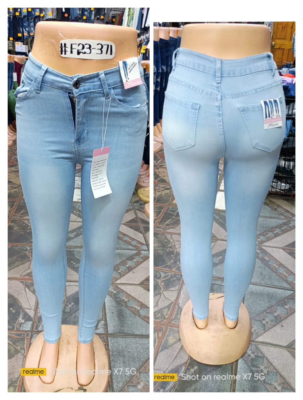 Light Blue High Waist Skinny Jeans for Women