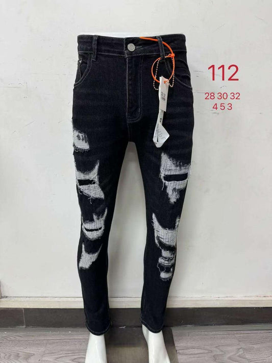 Men’s Black Heavy Distressed Skinny Jeans