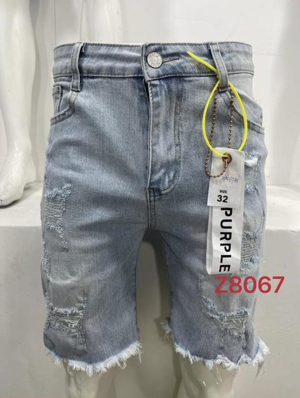 Men’s Distressed Light Wash Denim Shorts