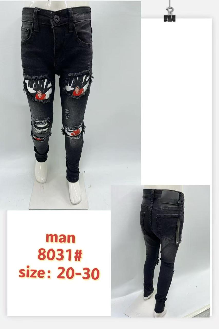Men’s Goku Ripped Black Skinny Jeans – Style 8031#
