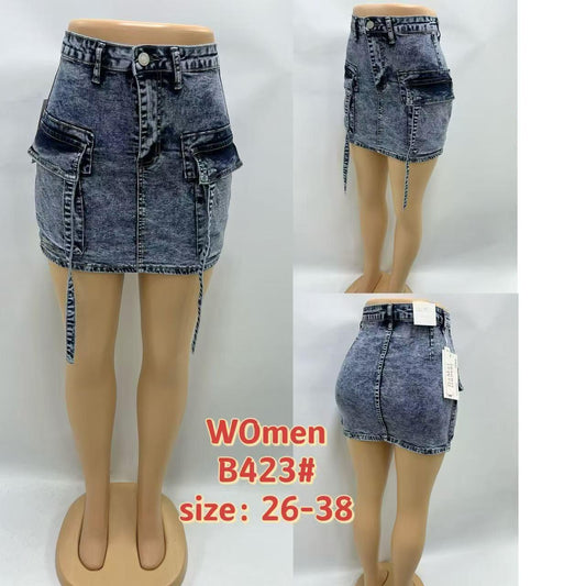 Women's Vintage Denim Mini Skirt - B423