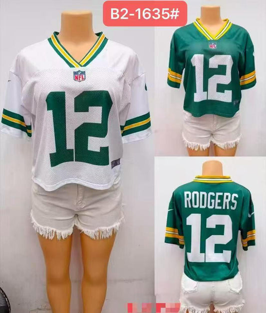 Women’s NFL #12 Rodgers Mesh Jersey Top
