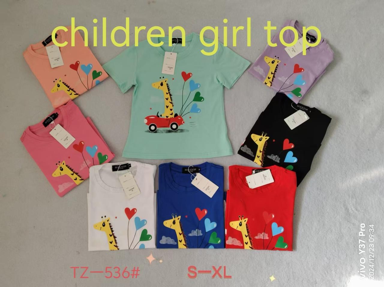 Girls' Giraffe Balloon Printed T-Shirts | Fun & Colorful | Sizes S to XL