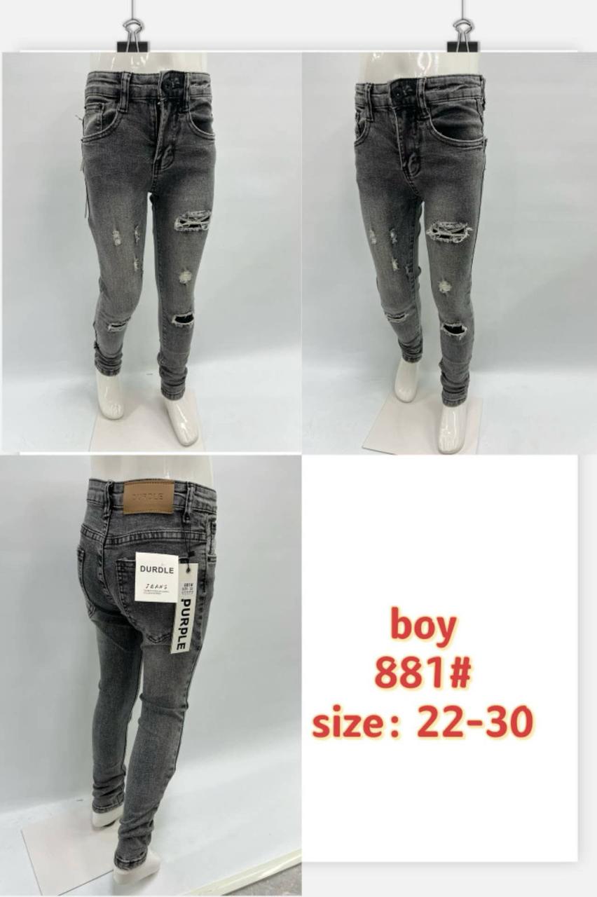 Boys' Distressed Grey Slim-Fit Jeans | Durable Stretch Denim | Sizes 22–30