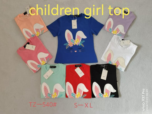 Floral Bunny Ears Girls’ Top | Cute Printed Tees | Sizes S to XL