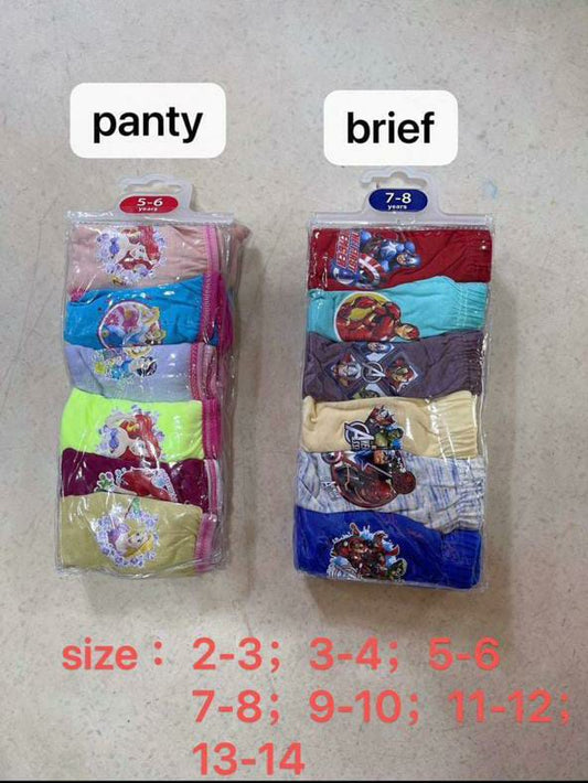 Kids Cartoon Underwear – Panty & Brief Sets (Pack of 6)