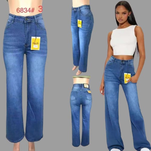 Women’s High-Waist Wide-Leg Jeans – Classic Blue Denim