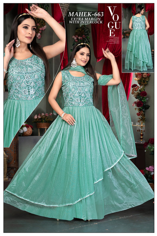 Women’s Designer  Embroidered Anarkali Gown with Dupatta