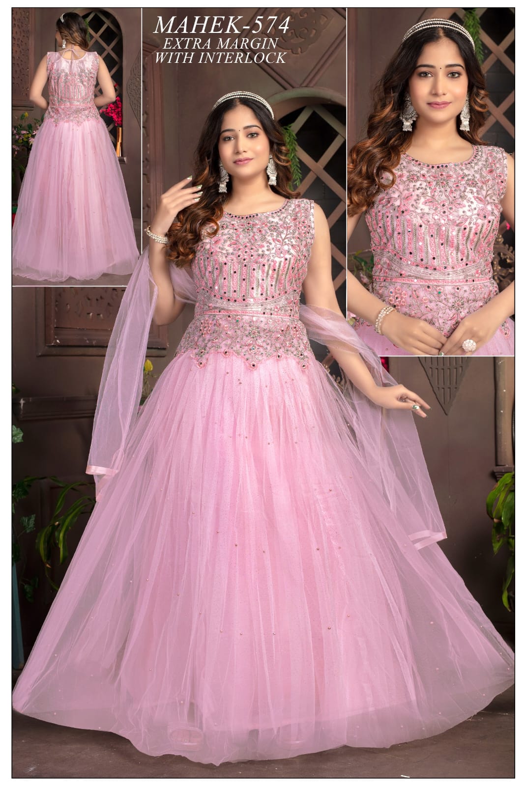 Mahek-574 Baby Pink Designer Gown | Women’s Party & Wedding Wear