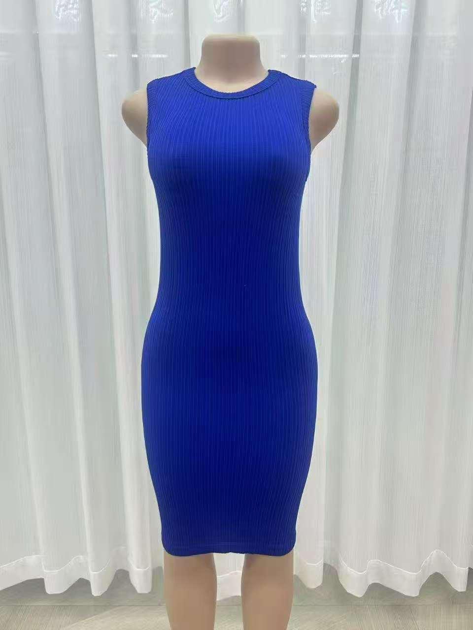 Royal Blue Ribbed Bodycon Midi Dress