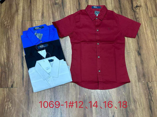 Boys’ Short Sleeve Casual Shirt – 1069-1# (Ages 12–18)
