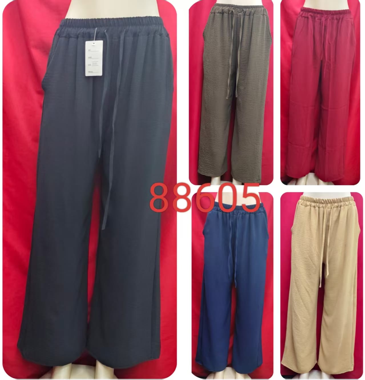 Women’s Wide-Leg Casual Pants with Drawstring Waist – Code 88605