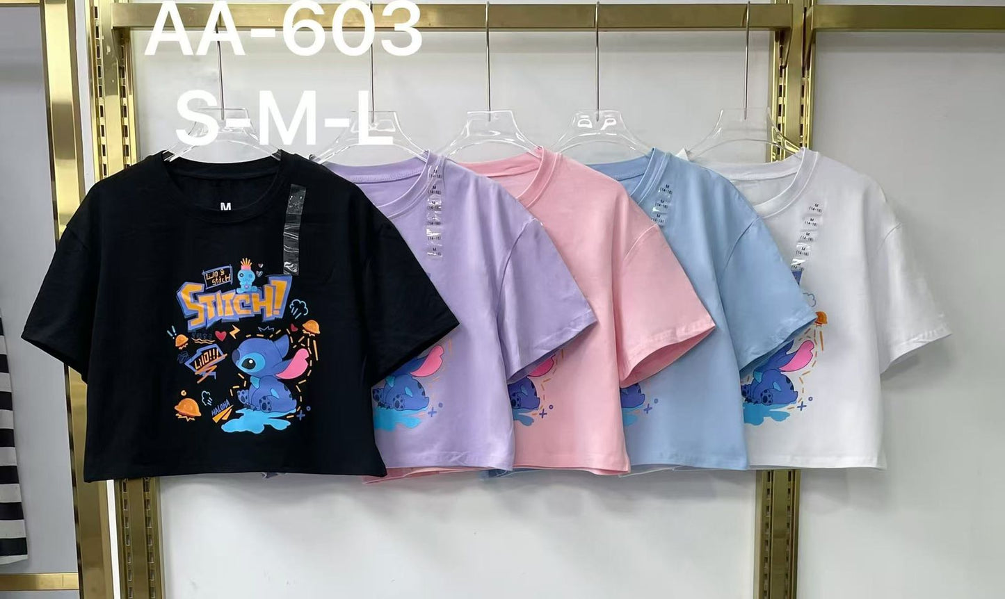 Stitch Graphic Crop T-Shirt AA-603