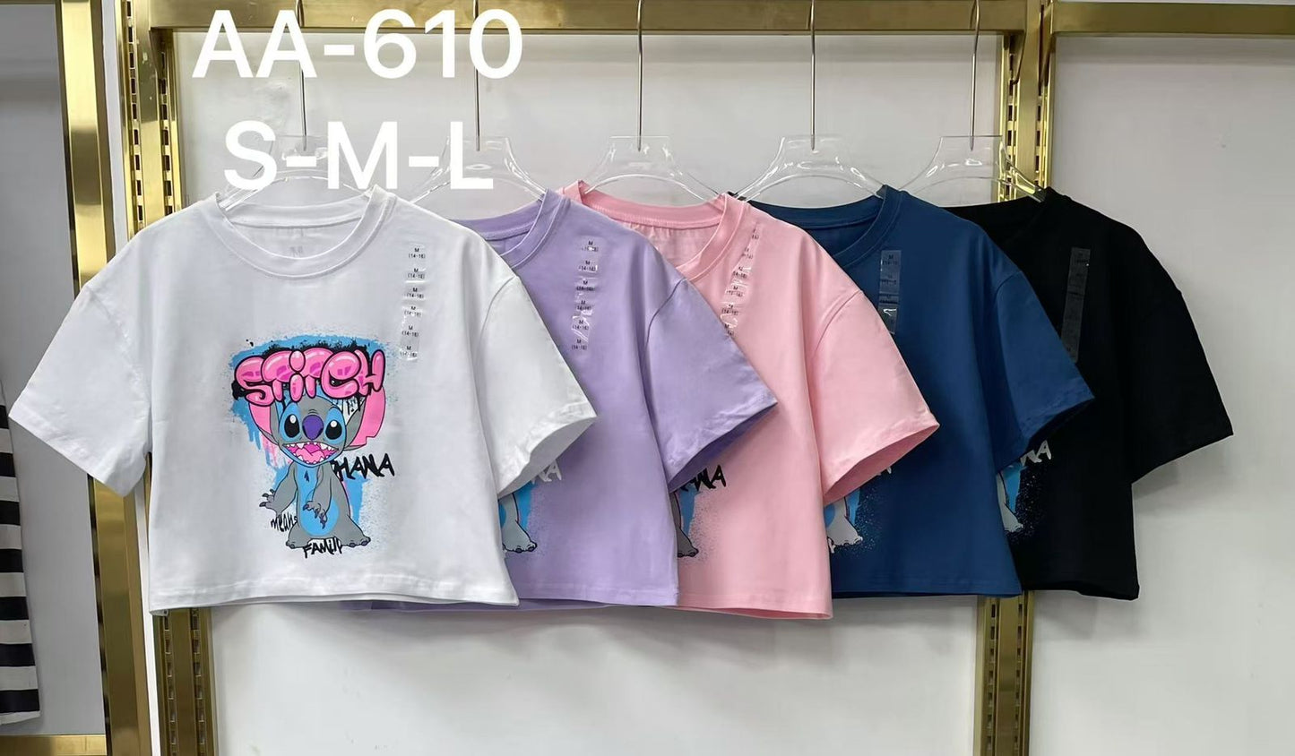 Women’s “Stitch” Cropped Graphic T-Shirt – AA-610