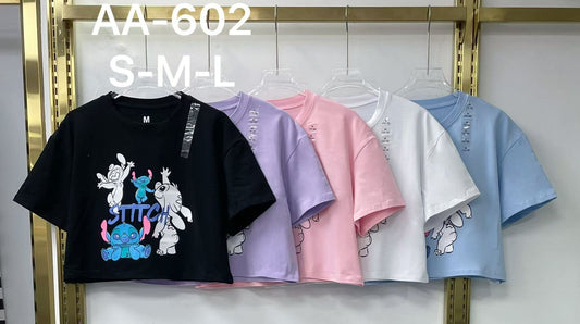 Stitch Cartoon Crop T-Shirt AA-602