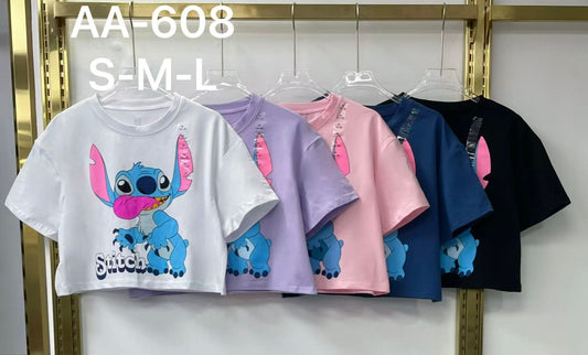 Stitch Cartoon Crop T-Shirt AA-608